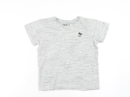 Matalan Boys Grey Cotton Basic T-Shirt Size 9 Years Round Neck Pullover