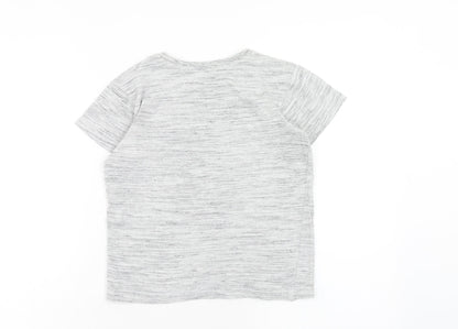 Matalan Boys Grey Cotton Basic T-Shirt Size 9 Years Round Neck Pullover