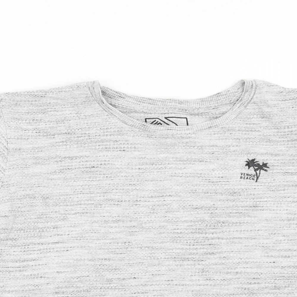 Matalan Boys Grey Cotton Basic T-Shirt Size 9 Years Round Neck Pullover