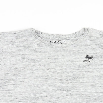 Matalan Boys Grey Cotton Basic T-Shirt Size 9 Years Round Neck Pullover