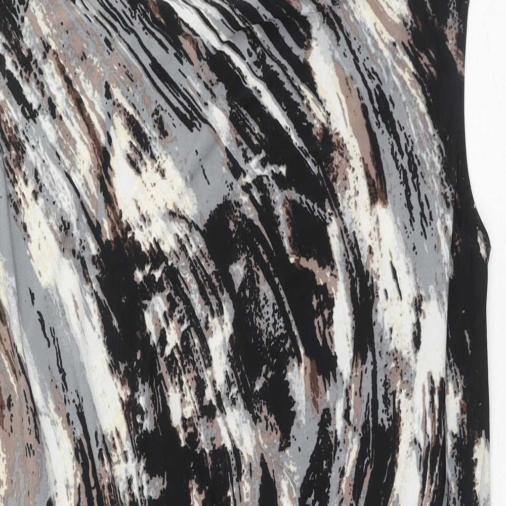 Klass Womens Brown Geometric Polyester Shift Size L Boat Neck Pullover