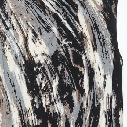 Klass Womens Brown Geometric Polyester Shift Size L Boat Neck Pullover