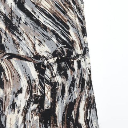 Klass Womens Brown Geometric Polyester Shift Size L Boat Neck Pullover