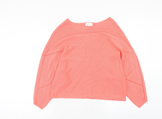 Apricot Womens Pink Round Neck Acrylic Pullover Jumper Size 12