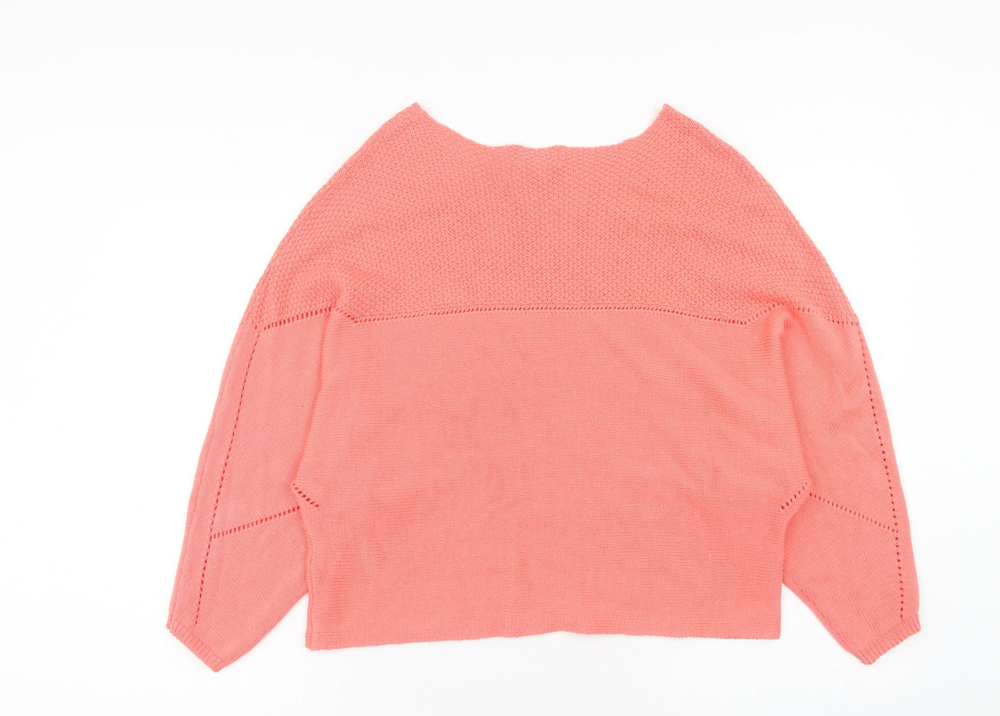 Apricot Womens Pink Round Neck Acrylic Pullover Jumper Size 12