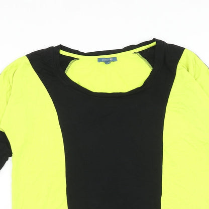 Patch Womens Yellow Viscose Basic T-Shirt Size XS Scoop Neck Pullover - Colourblock