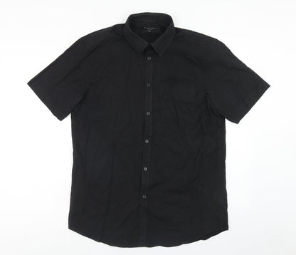 Taylor & Wright Mens Black Cotton Button-Up Size 16.5 Collared Button