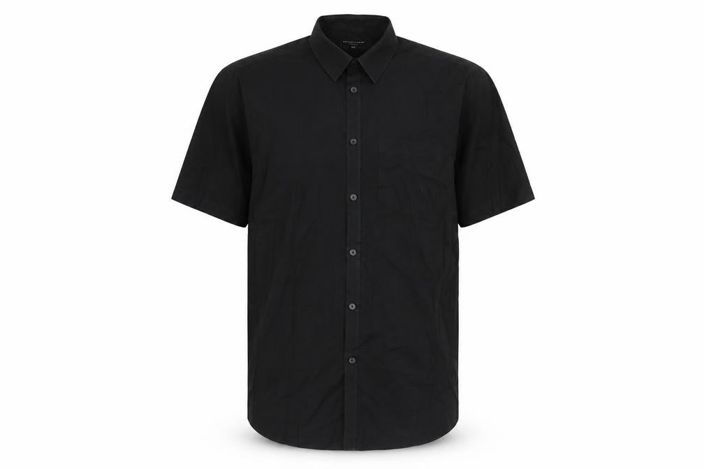 Mens UK Size 16.5 Taylor & Wright Black  Button-Up Short Sleeve Casual Shirt