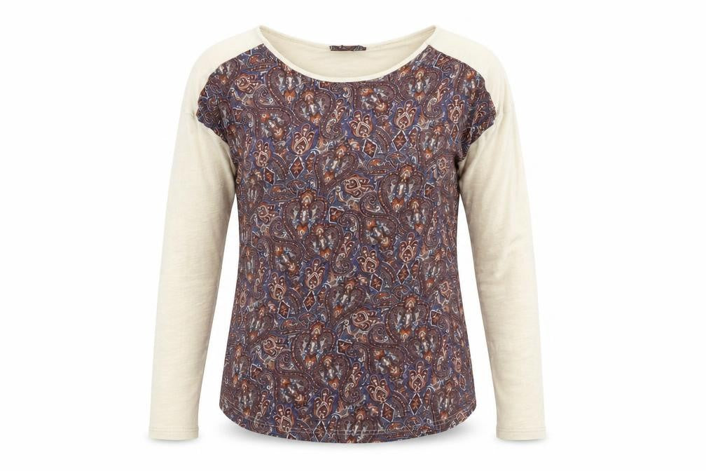 Beesk Womens Multicoloured Round Neck Geometric Linen Pullover Jumper Size L