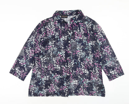 Womens UK Size XL Anna Rose Blue Basic Button-Up