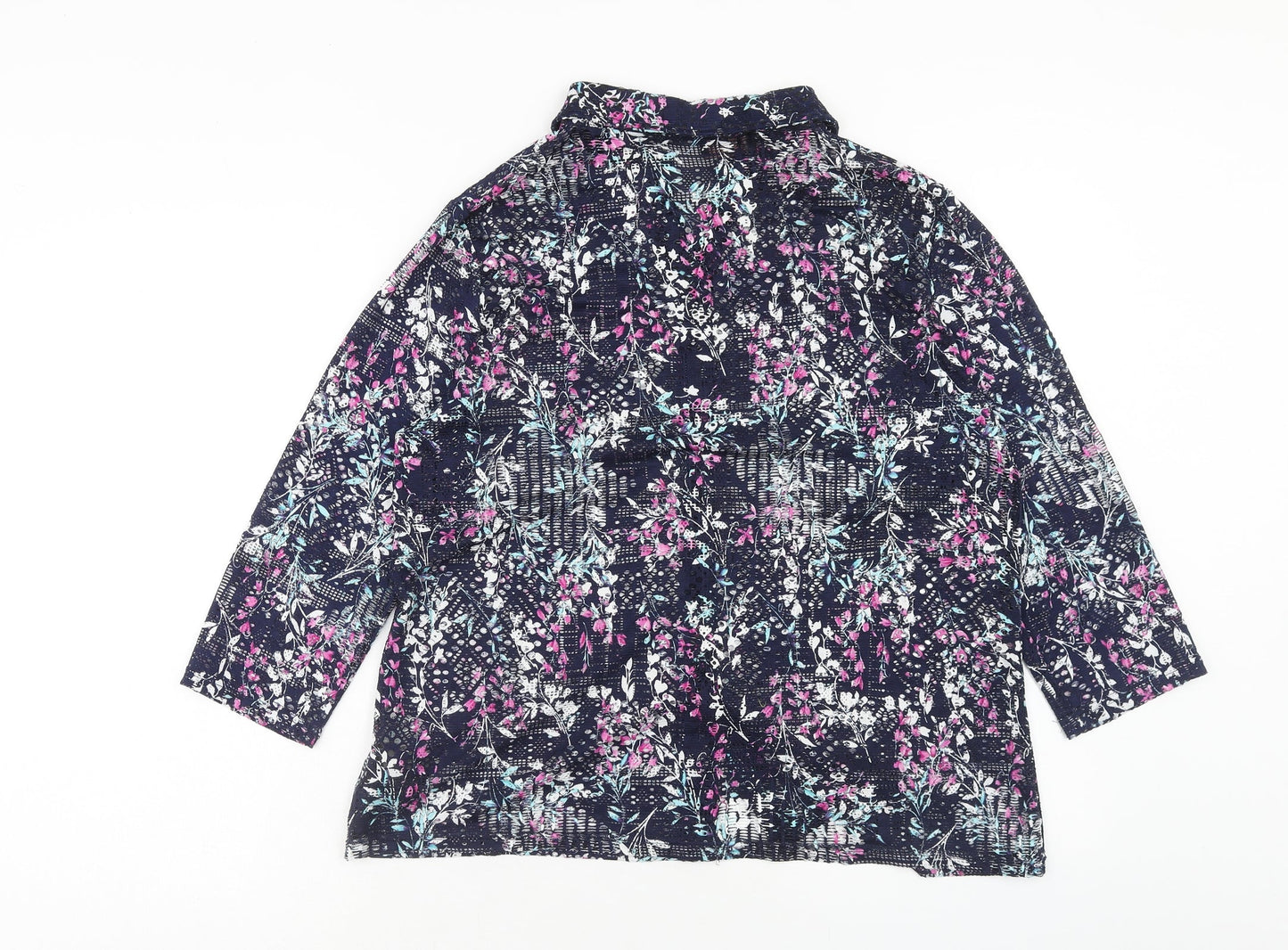 Womens UK Size XL Anna Rose Blue Basic Button-Up