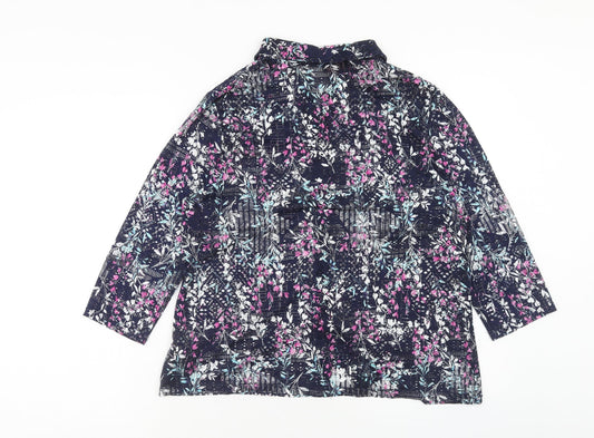 Womens UK Size XL Anna Rose Blue Basic Button-Up