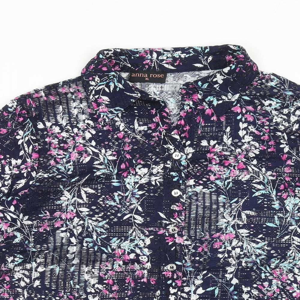 Womens UK Size XL Anna Rose Blue Basic Button-Up