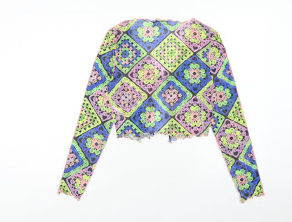 Womens UK Size 10 ASOS Multicoloured Cropped Blouse