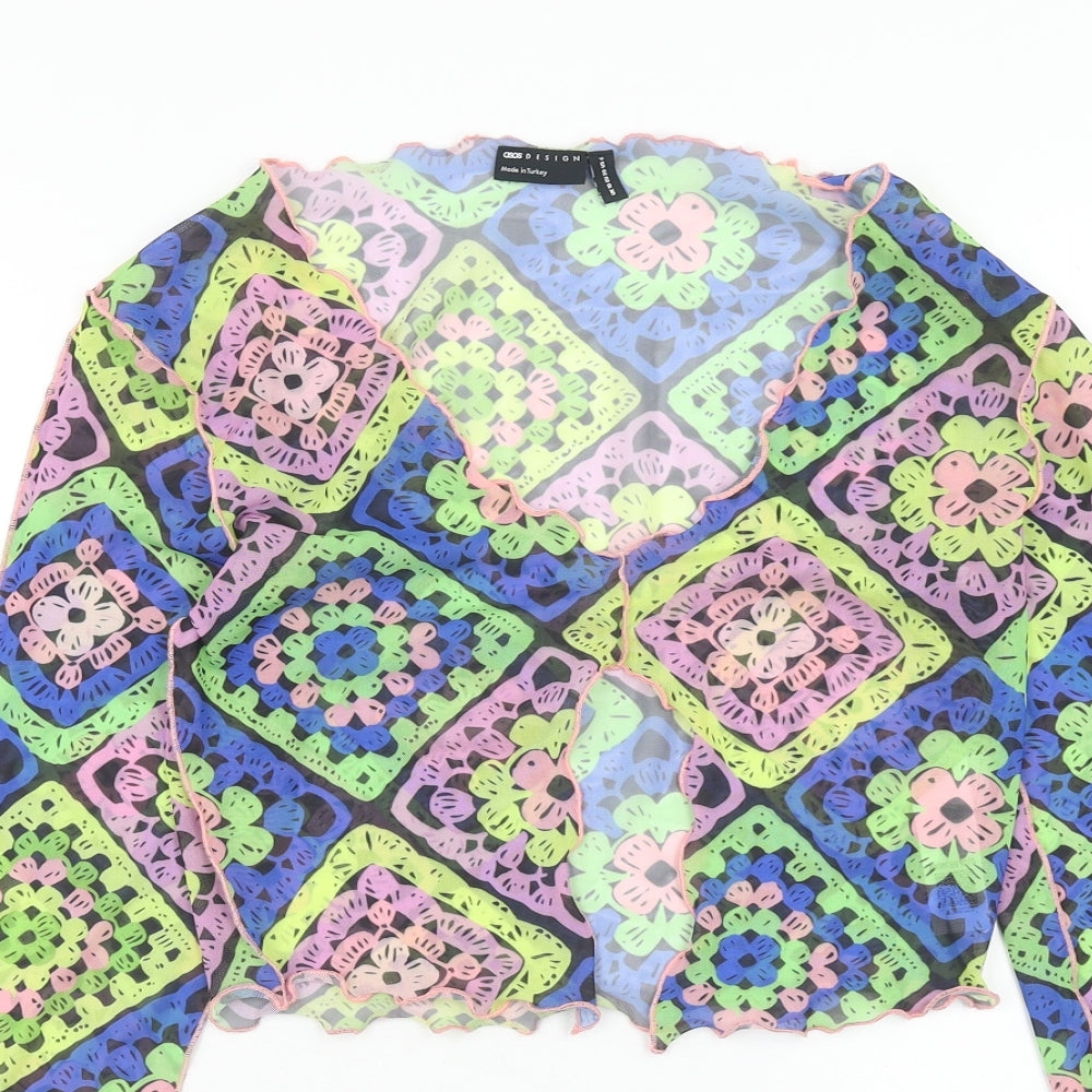 Womens UK Size 10 ASOS Multicoloured Cropped Blouse