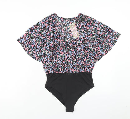 Boohoo Womens Multicoloured Floral Polyester Bodysuit One-Piece Size 6 Snap