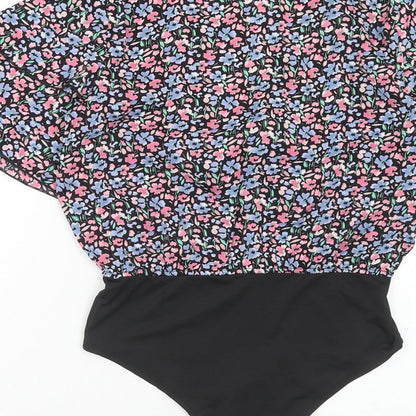 Boohoo Womens Multicoloured Floral Polyester Bodysuit One-Piece Size 6 Snap
