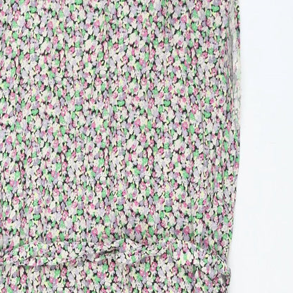 Only Womens Multicoloured Floral Viscose Shift Size L Boat Neck Button