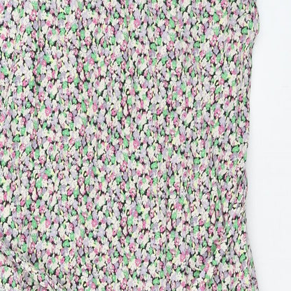 Only Womens Multicoloured Floral Viscose Shift Size L Boat Neck Button