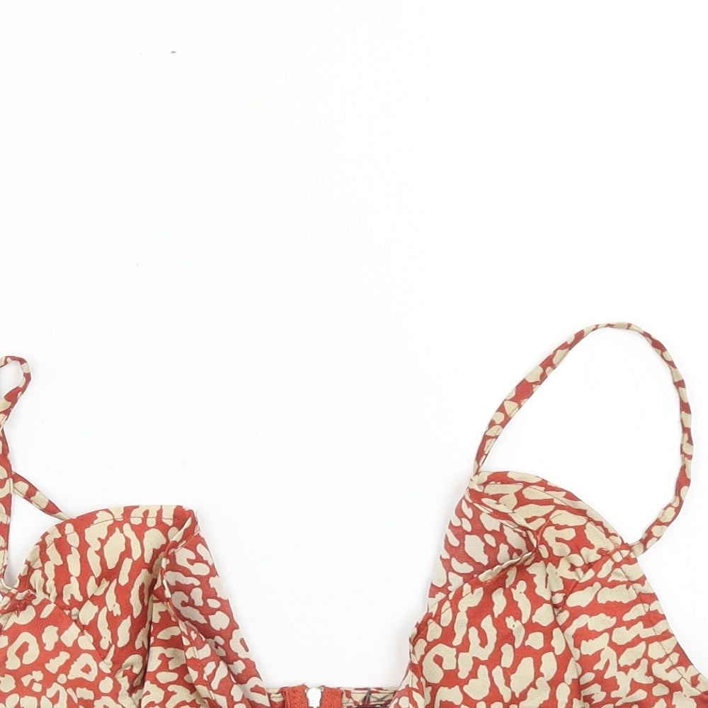 Womens UK Size 10 Missguided Red Cropped Tank
