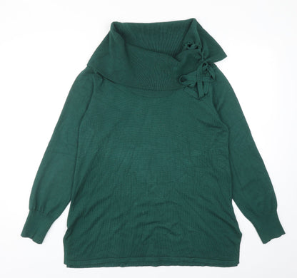 Zoe + Phoebe Womens Green High Neck Viscose Pullover Jumper Size L