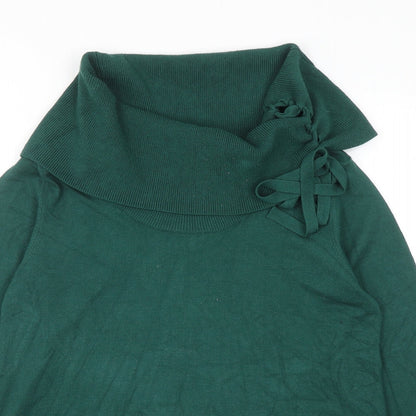 Zoe + Phoebe Womens Green High Neck Viscose Pullover Jumper Size L