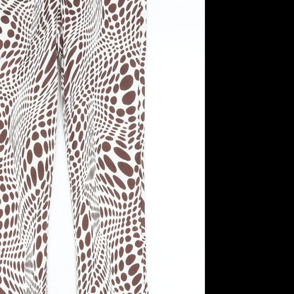 SheIn Womens Brown Geometric Polyester Sweatpants Trousers Size S Regular Drawstring