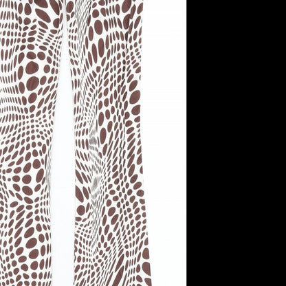 SheIn Womens Brown Geometric Polyester Sweatpants Trousers Size S Regular Drawstring