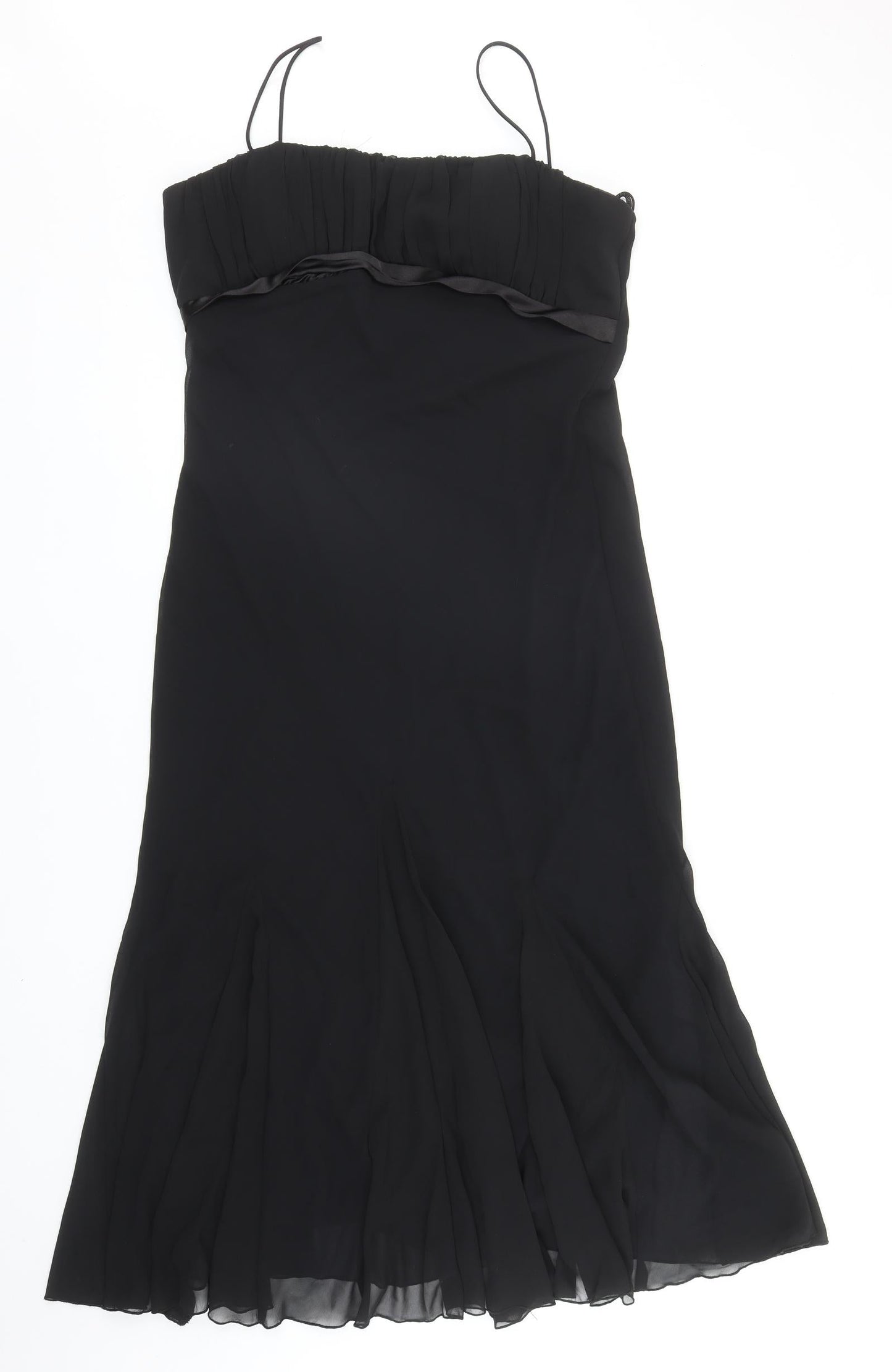 S.L. Fashions Womens Black Polyester Slip Dress Size 12 Square Neck Pullover