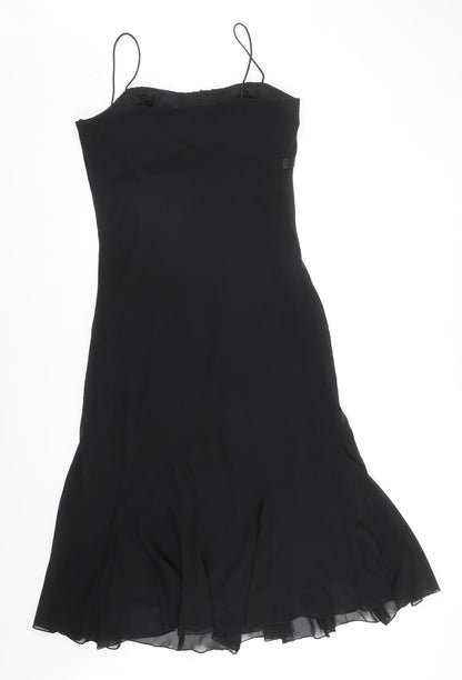 S.L. Fashions Womens Black Polyester Slip Dress Size 12 Square Neck Pullover