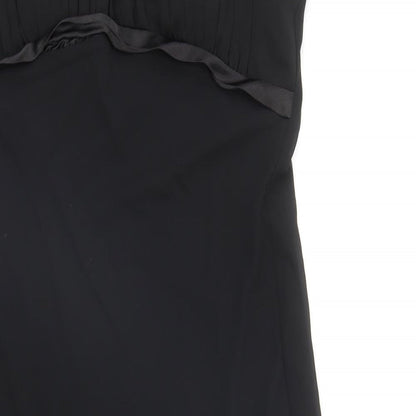 S.L. Fashions Womens Black Polyester Slip Dress Size 12 Square Neck Pullover