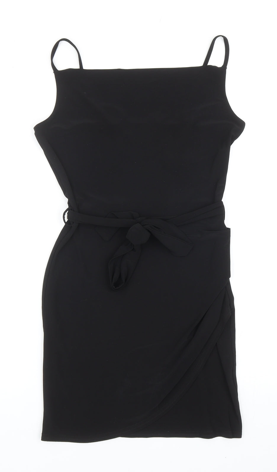 Love Womens Black Polyester Slip Dress Size S Square Neck Pullover