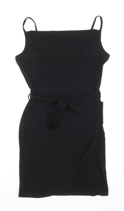 Love Womens Black Polyester Slip Dress Size S Square Neck Pullover