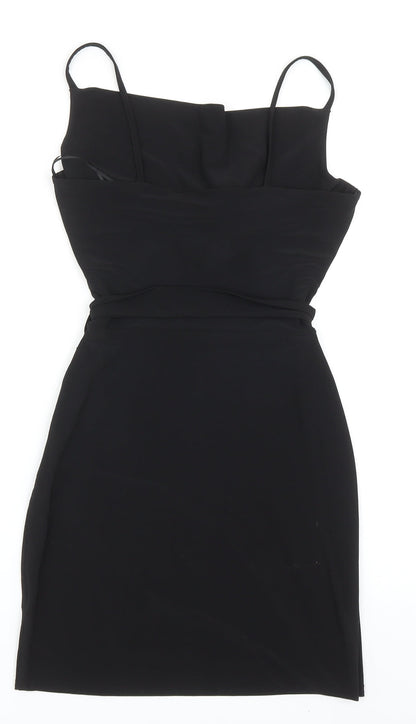 Love Womens Black Polyester Slip Dress Size S Square Neck Pullover