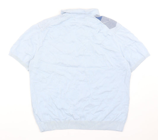 Marks and Spencer Mens Blue Argyle/Diamond Cotton Polo Size 2XL Collared Zip
