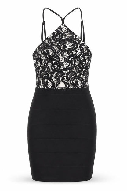 Lipsy Womens Black Floral Polyester Bodycon Size 6 Halter Zip