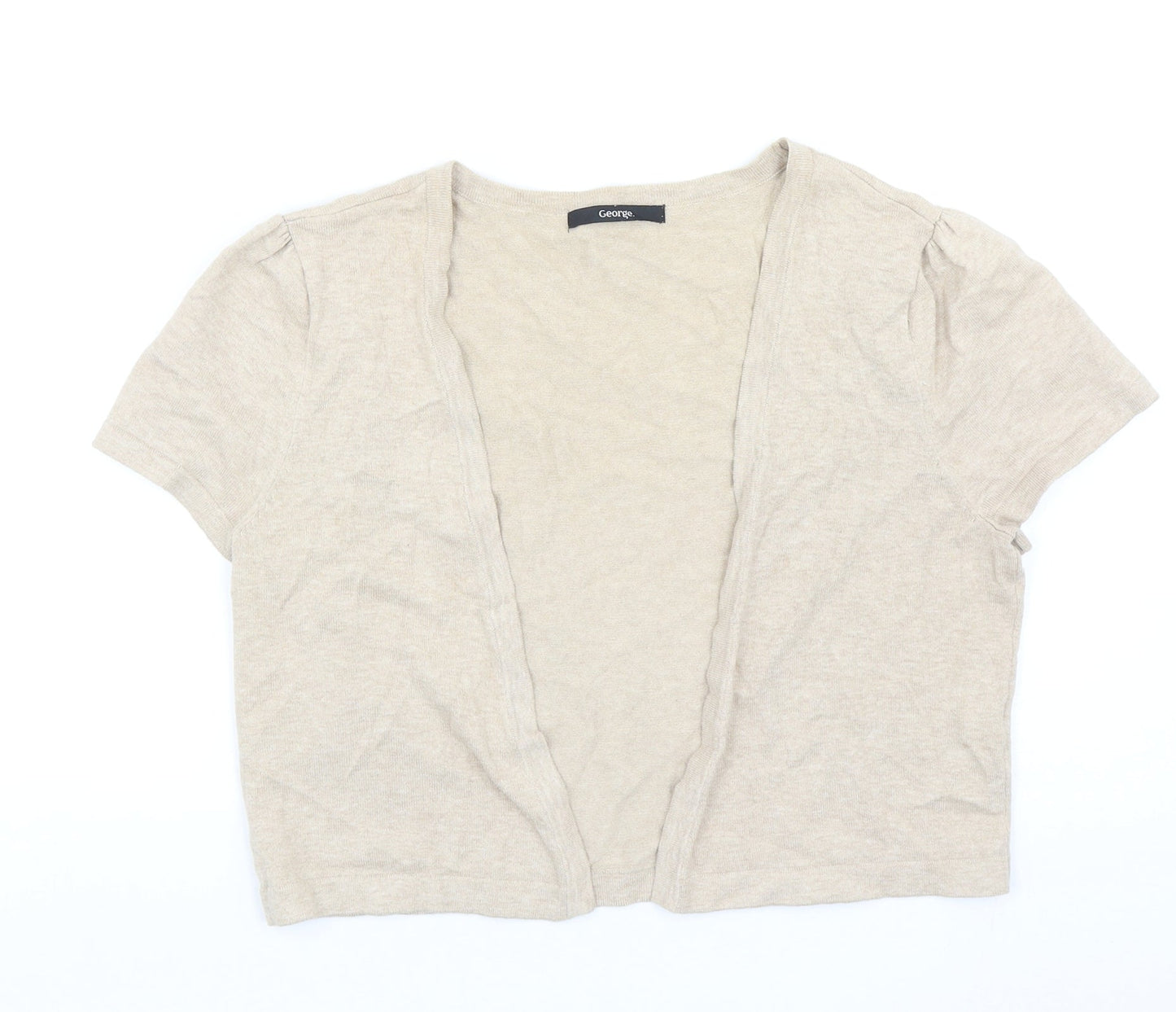 George Womens Beige V-Neck Cotton Cardigan Jumper Size 12