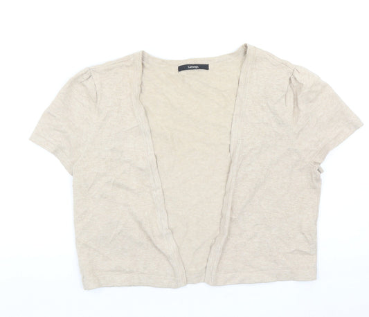 George Womens Beige V-Neck Cotton Cardigan Jumper Size 12