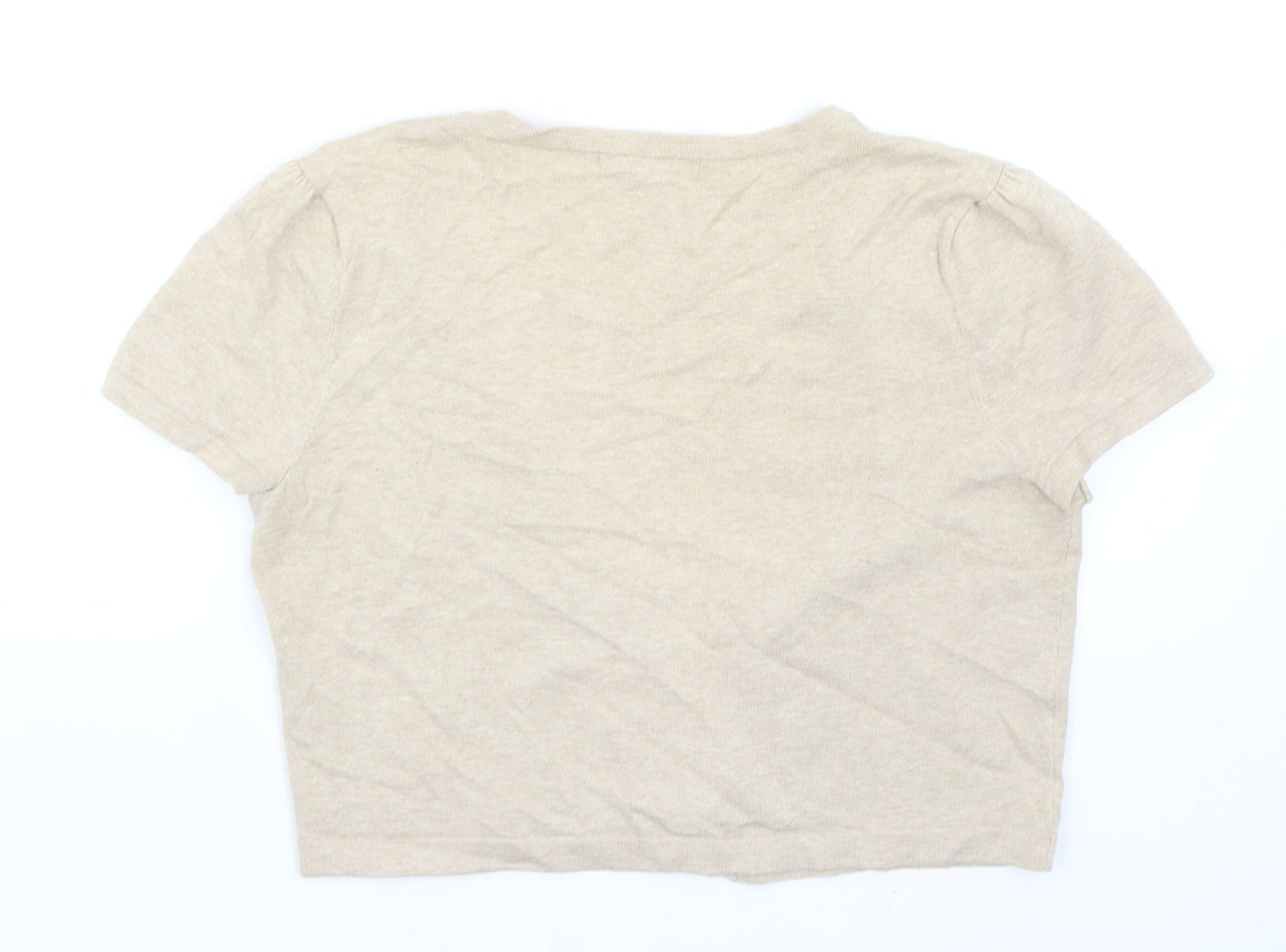 George Womens Beige V-Neck Cotton Cardigan Jumper Size 12