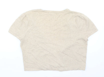 George Womens Beige V-Neck Cotton Cardigan Jumper Size 12