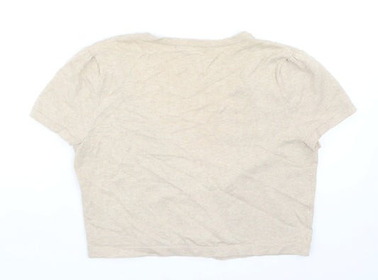 George Womens Beige V-Neck Cotton Cardigan Jumper Size 12