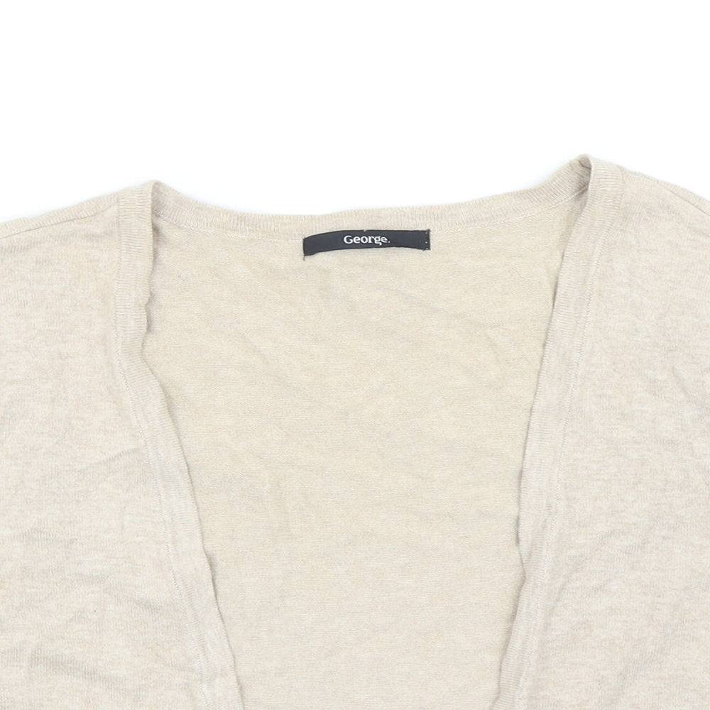 George Womens Beige V-Neck Cotton Cardigan Jumper Size 12