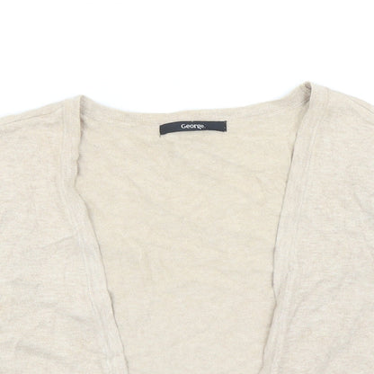 George Womens Beige V-Neck Cotton Cardigan Jumper Size 12