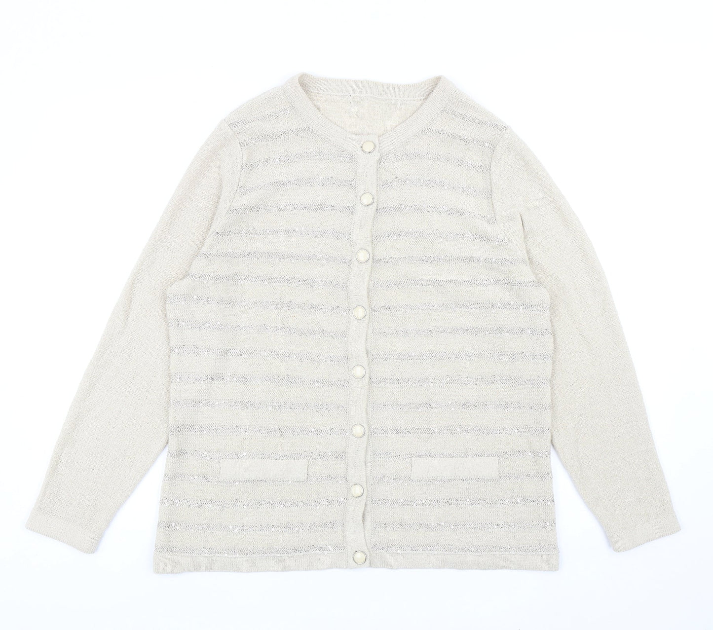 Womens UK Size M Preworn Beige Cardigan Jumper