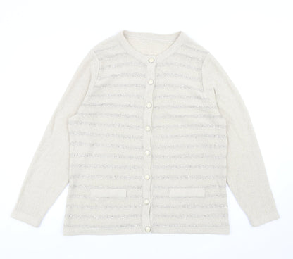Womens UK Size M Preworn Beige Cardigan Jumper
