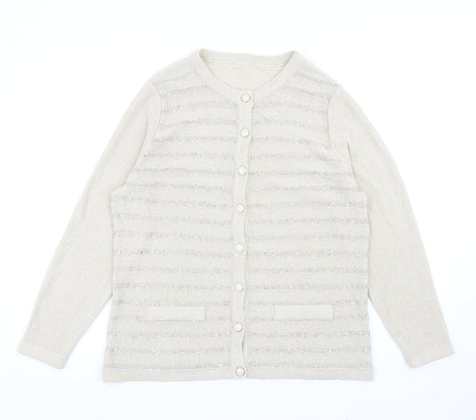 Womens UK Size M Preworn Beige Cardigan Jumper