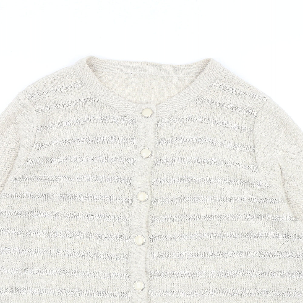 Womens UK Size M Preworn Beige Cardigan Jumper