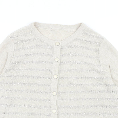 Womens UK Size M Preworn Beige Cardigan Jumper