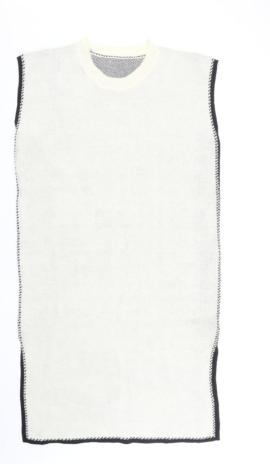 SheIn Womens Ivory Acrylic Jumper Dress Size S Round Neck Pullover