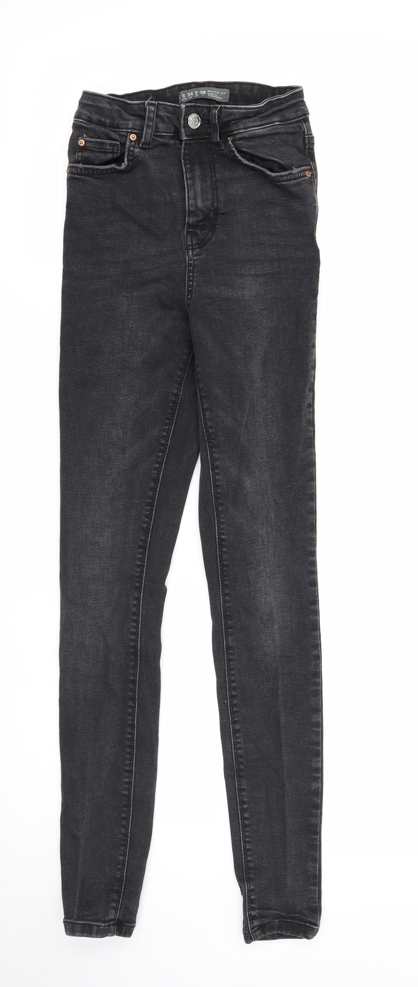 Denim & Co. Womens Black Cotton Skinny Jeans Size 6 Regular Zip